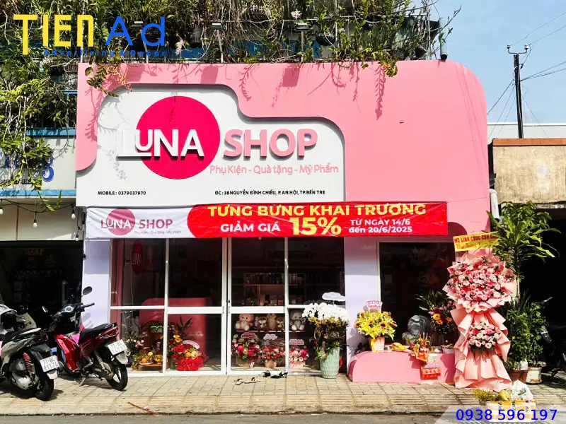 Bảng hiệu alu chữ nổi mica Luna Shop