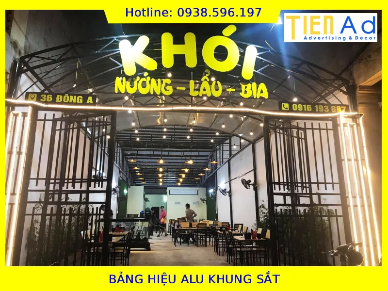 Bảng hiệu alu khung sắt