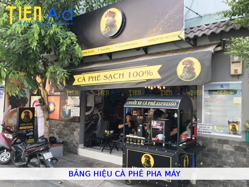 Bảng hiệu cà phê pha máy