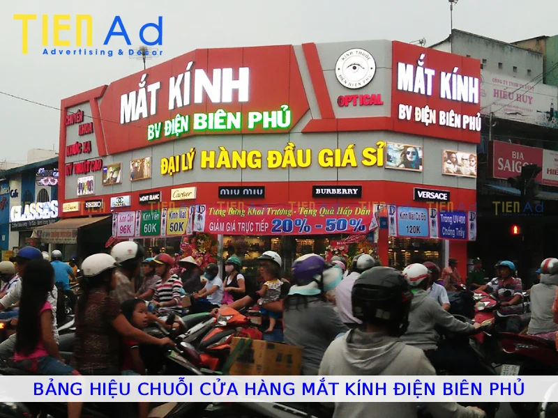Bảng hiệu chuỗi cửa hàng mắt kính Điện Biên Phủ