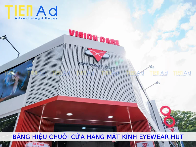 Bảng hiệu chuỗi cửa hàng mắt kính Eyewear HUT