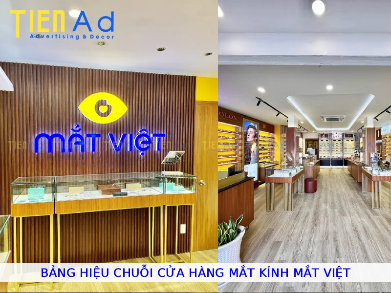 Bảng hiệu chuỗi cửa hàng mắt kính Mắt Việt