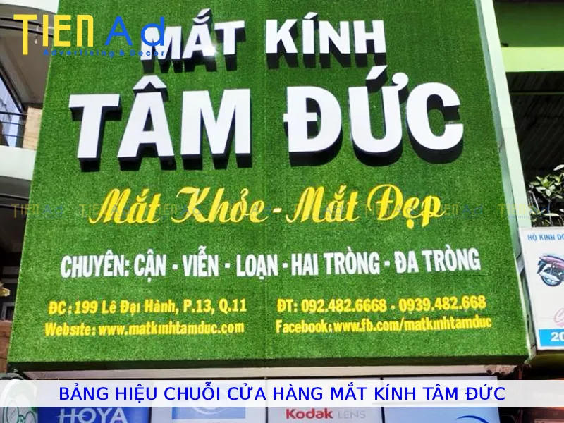 Bảng hiệu chuỗi cửa hàng mắt kính Tâm Đức