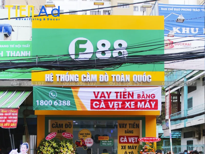 Bảng hiệu chuỗi hệ thống cầm đồ cho vay F88