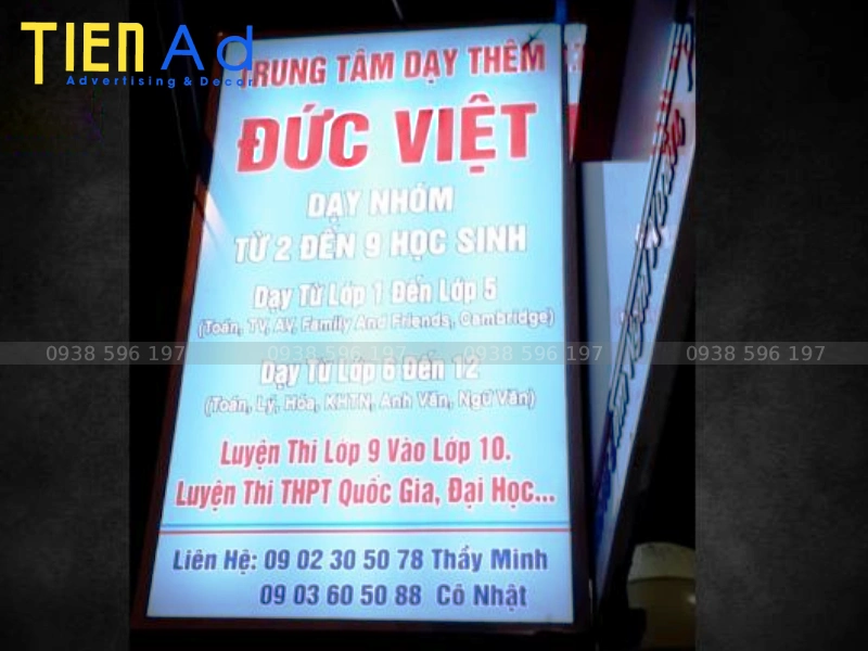Bảng hiệu cơ sở dạy thêm đèn LED