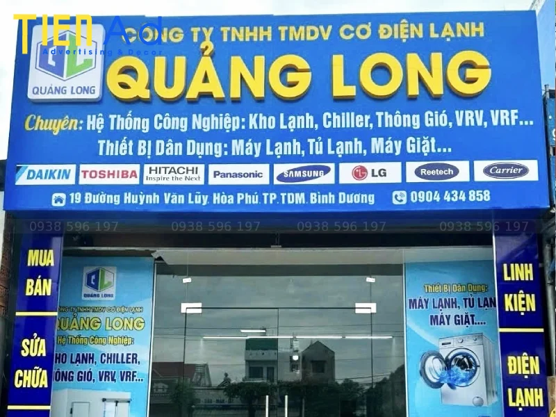 Bảng hiệu công ty cơ điện lạnh Quảng Long