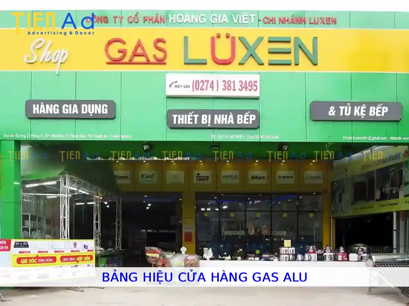 Bảng hiệu cửa hàng gas alu