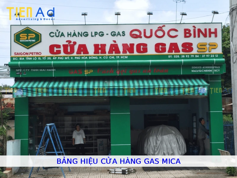Bảng hiệu cửa hàng gas mica