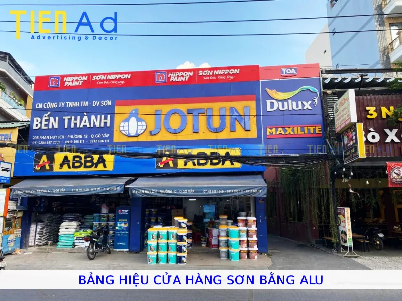 Bảng hiệu cửa hàng sơn bằng alu