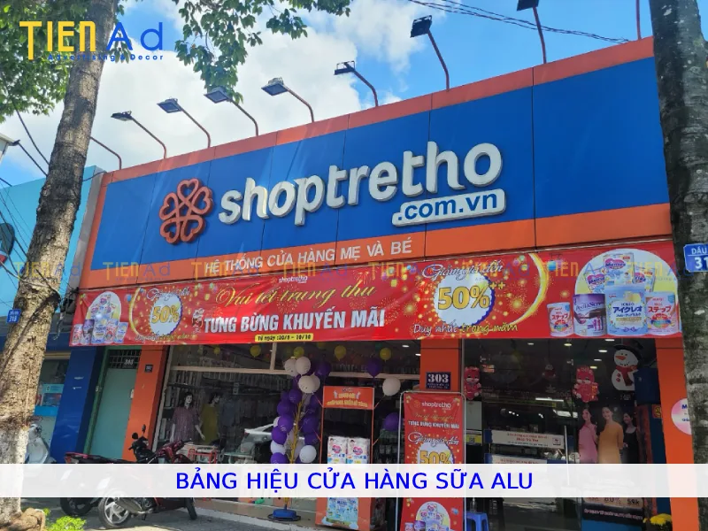 Bảng hiệu cửa hàng sữa Alu