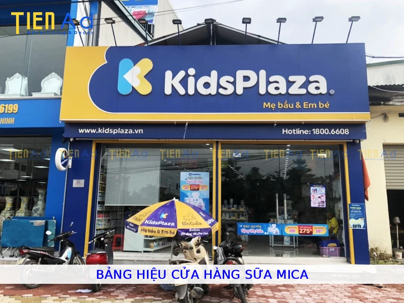 Bảng hiệu cửa hàng sữa Mica