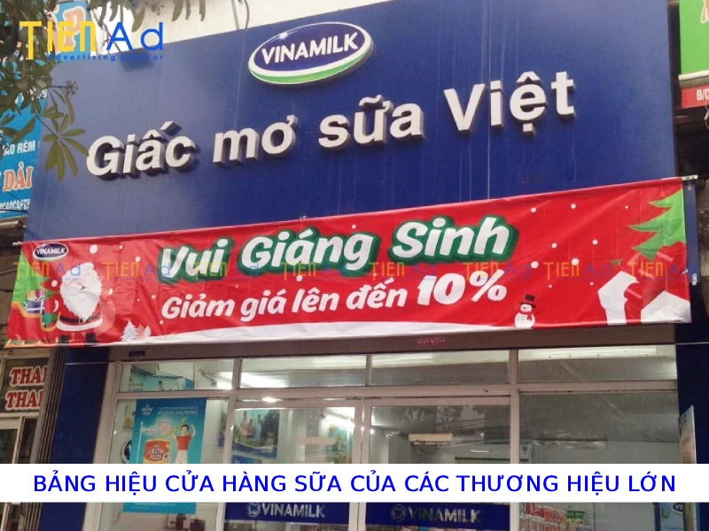 Bảng hiệu cửa hàng sữa của các thương hiệu lớn