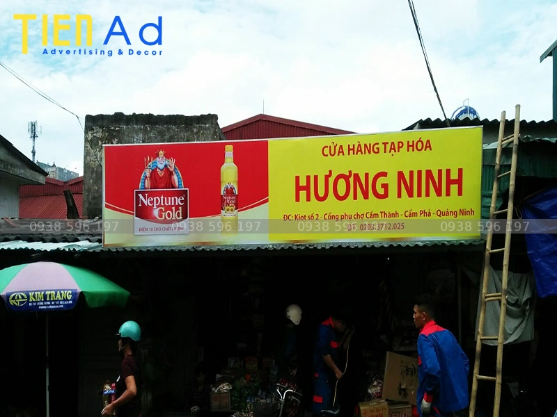Bảng hiệu cửa hàng tạp hóa tài trợ hãng Neptune Gold
