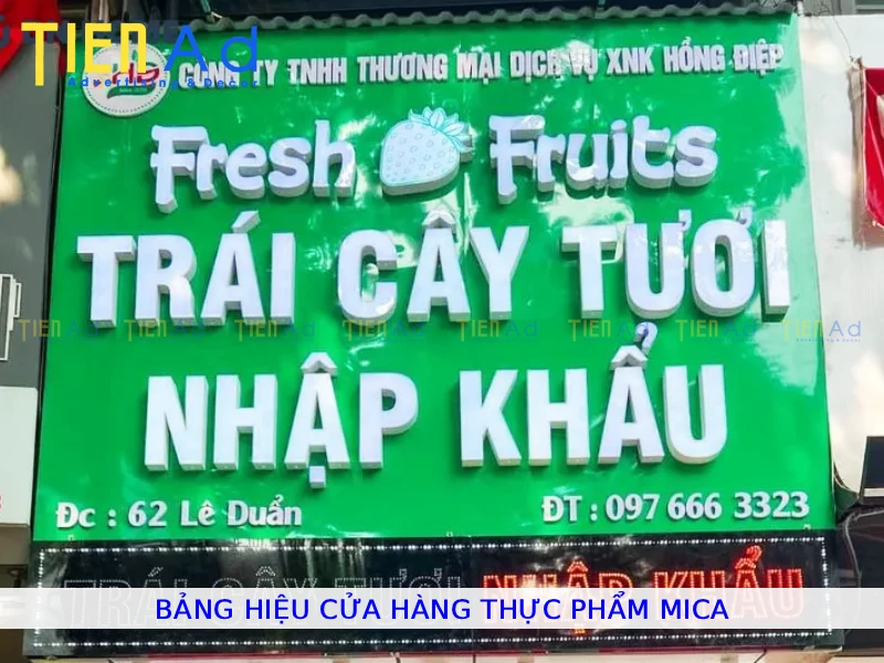 Bảng hiệu cửa hàng thực phẩm mica