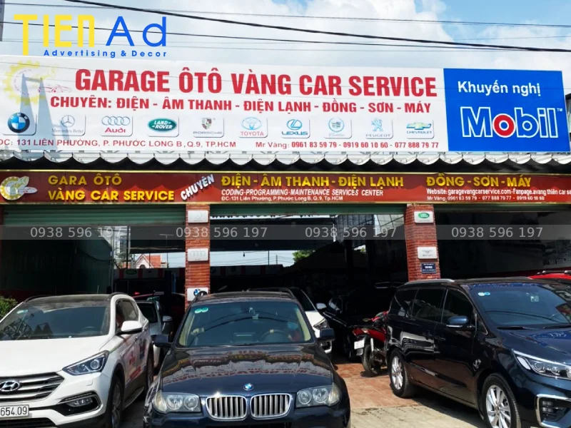 Bảng hiệu gara ô tô Vàng Car Service