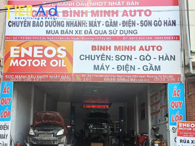 Bảng hiệu gara ô tô tài trợ Eneos