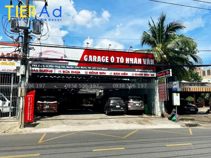 Bảng hiệu garage ô tô Nhân Văn