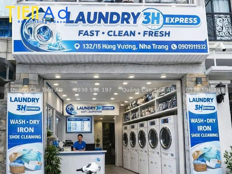 Bảng hiệu giặt sấy ban đêm cần chú trọng yếu tố nào