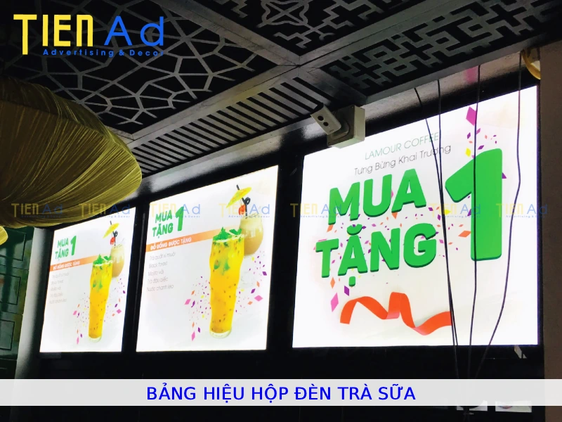 Bảng hiệu hộp đèn trà sữa