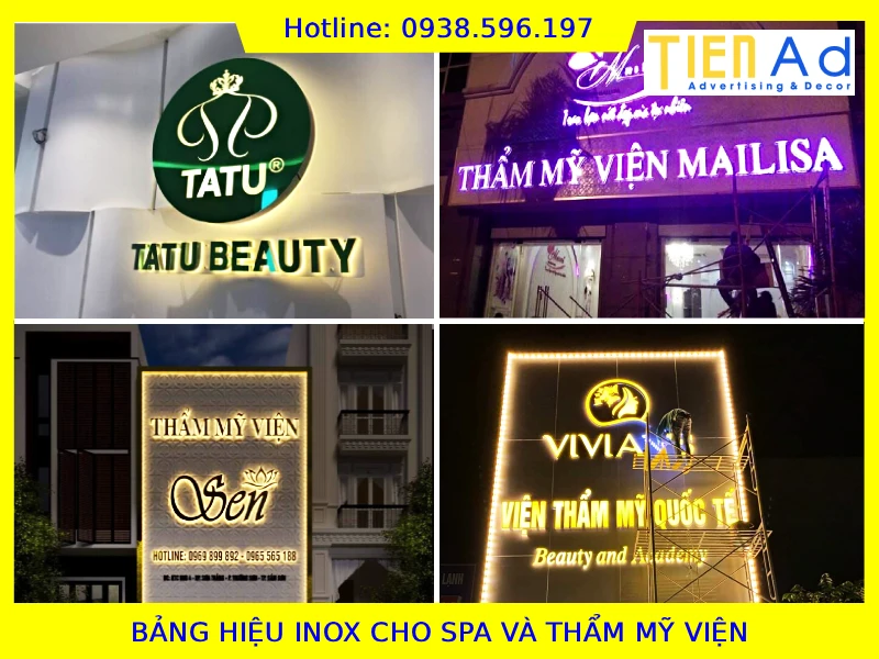 Bảng hiệu inox cho spa và thẩm mỹ viện