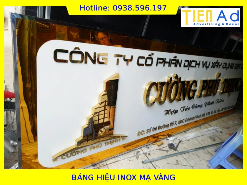 Bảng hiệu inox mạ vàng
