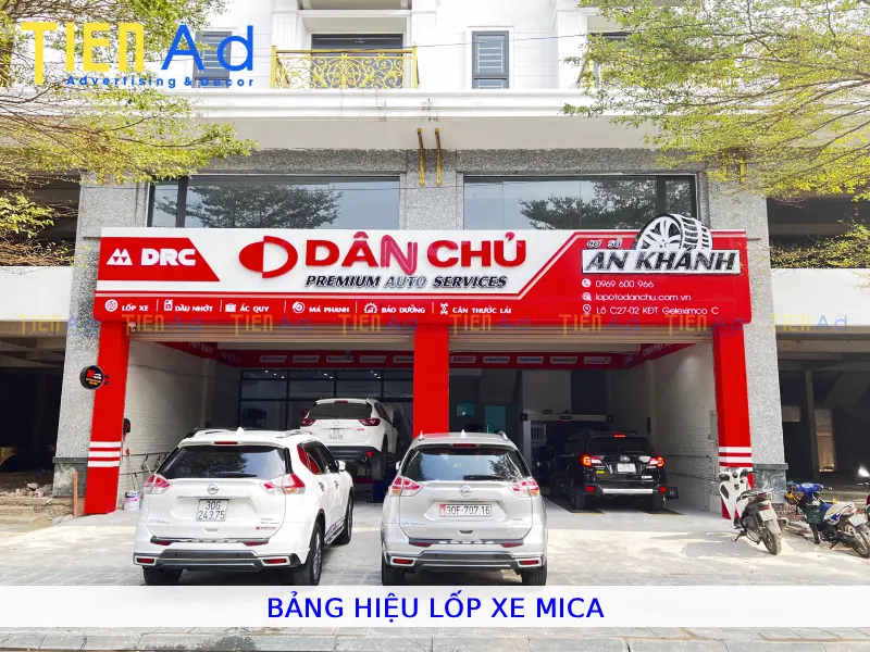 Bảng hiệu lốp xe mica