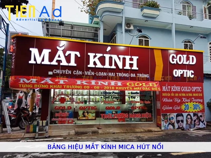 Bảng hiệu mắt kính mica hút nổi