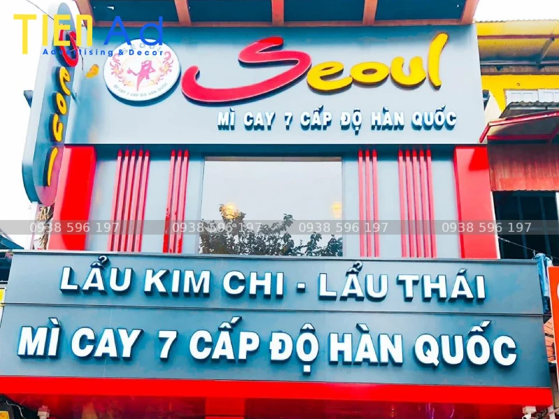 Bảng hiệu mì cay chữ nổi