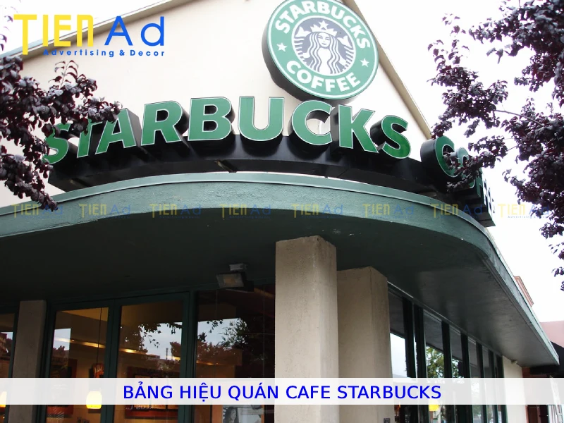 Bảng hiệu quán cafe Starbucks