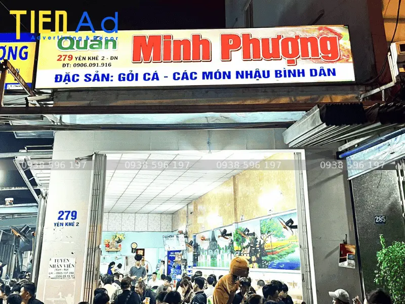Bảng hiệu quán nhậu bình dân Minh Phượng