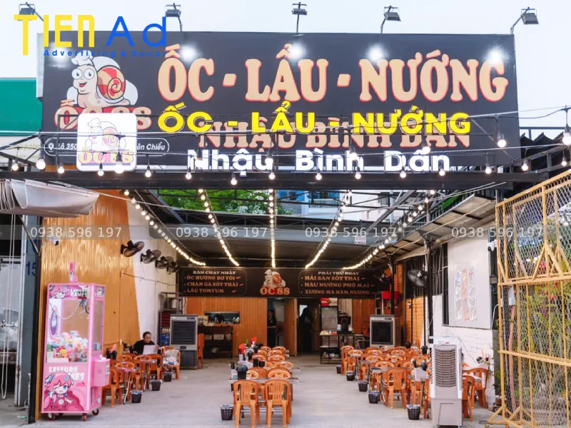 Bảng hiệu quán nhậu bình dân chữ nổi