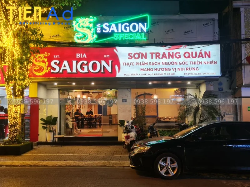 Bảng hiệu quán nhậu tài trợ bia Sài Gòn