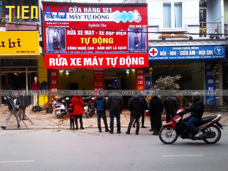 Bảng hiệu rửa xe máy tự động