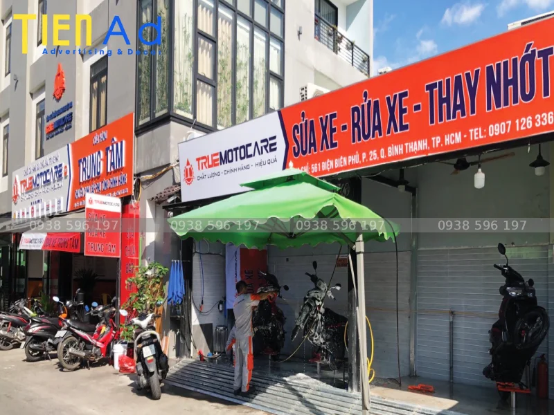 Bảng hiệu rửa xe thay nhớt TrueMotocare