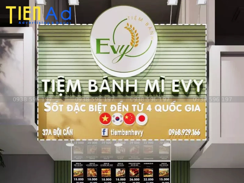 Bảng hiệu tiệm bánh mì Evy