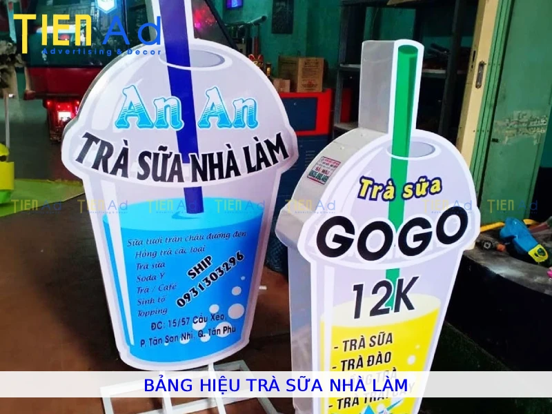 Bảng hiệu trà sữa nhà làm