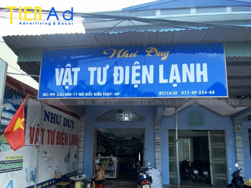 Bảng hiệu vật tư điện lạnh Như Duy