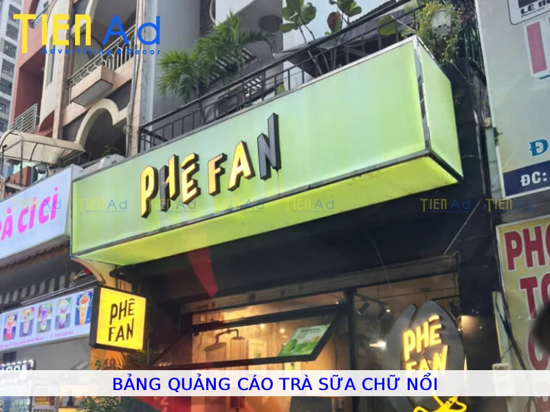 Bảng quảng cáo trà sữa chữ nổi