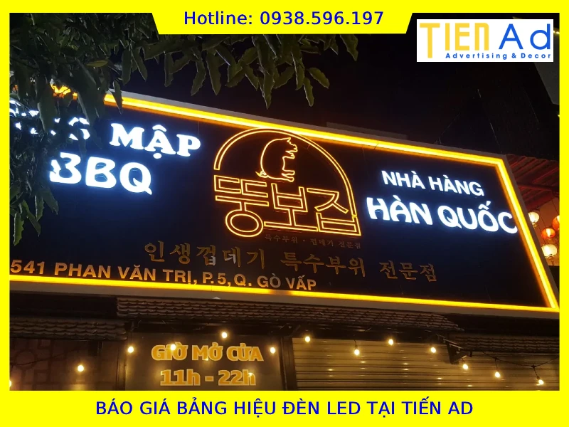 Báo giá bảng hiệu đèn led tại TIẾN AD