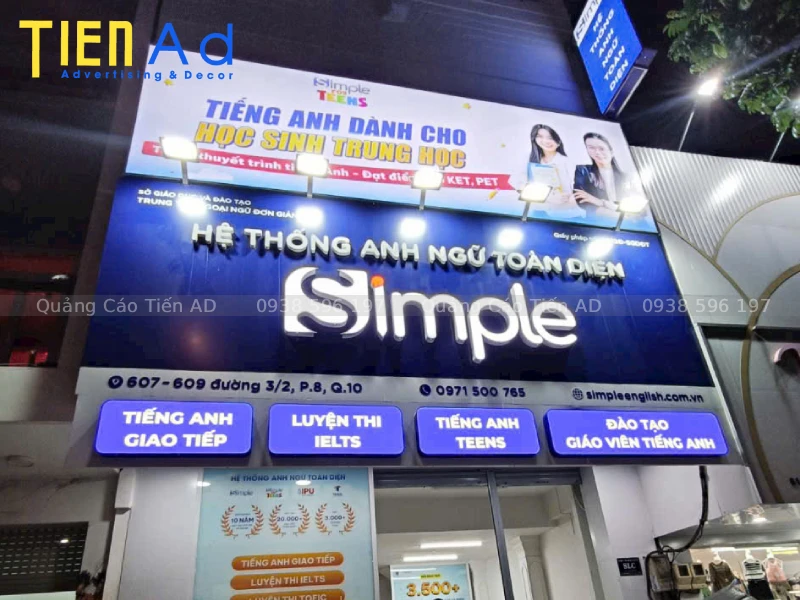 Bí quyết làm bảng hiệu quảng cáo Quận 10 với hệ thống đèn LED hắt sáng đều màu