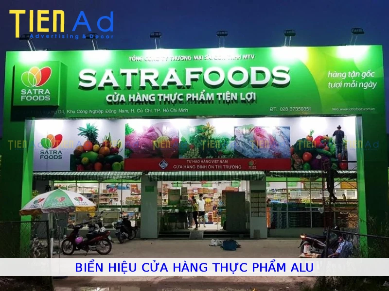Biển hiệu cửa hàng thực phẩm alu