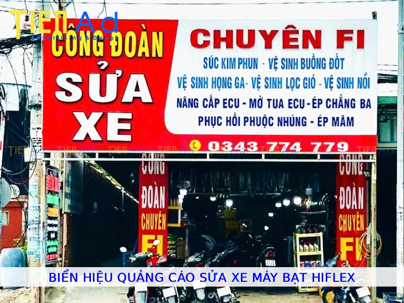 Biển hiệu quảng cáo sửa xe máy bạt hiflex