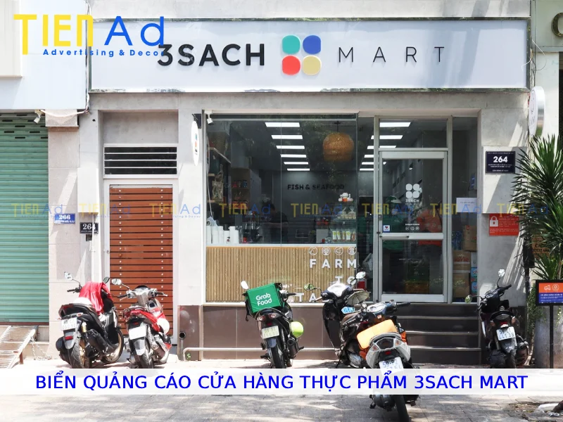 Biển quảng cáo cửa hàng thực phẩm 3Sach Mart