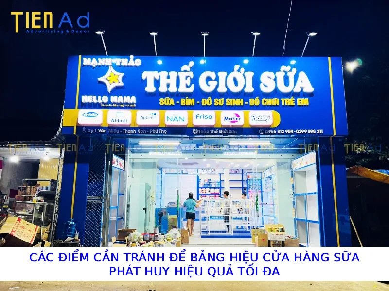 Các điểm cần tránh để bảng hiệu cửa hàng sữa phát huy hiệu quả tối đa