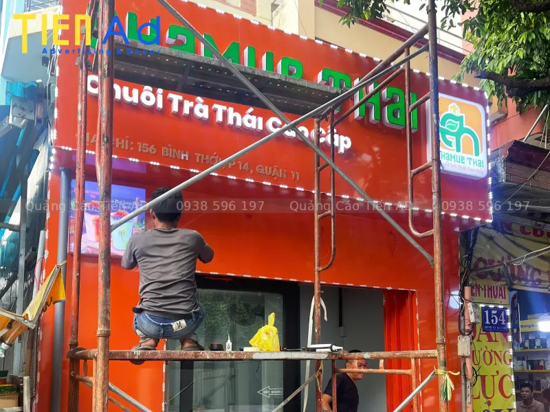 Các hạng mục làm bảng hiệu cho chuỗi trà thái cao cấp Chamee Thái