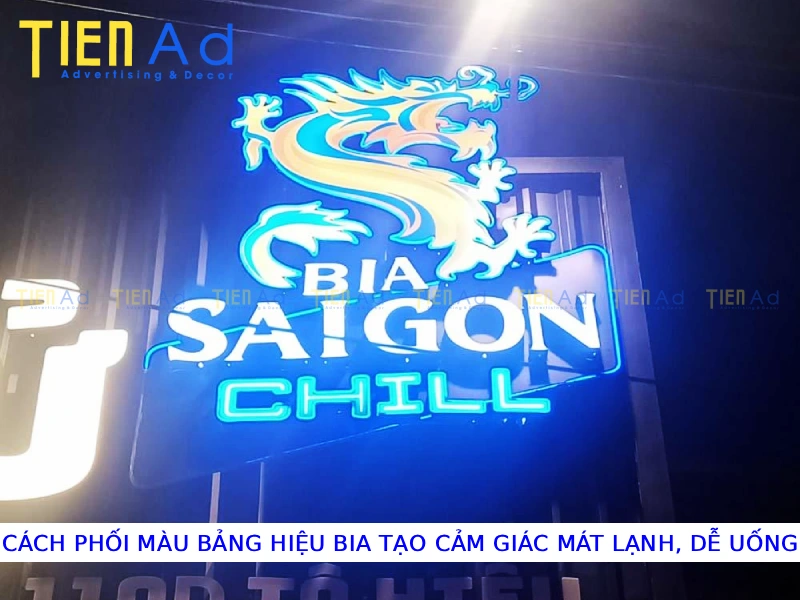 Cách phối màu bảng hiệu bia tạo cảm giác mát lạnh, dễ uống