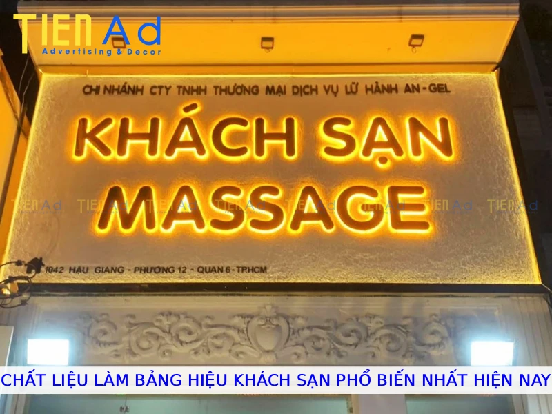 Chất liệu làm bảng hiệu khách sạn phổ biến nhất hiện nay