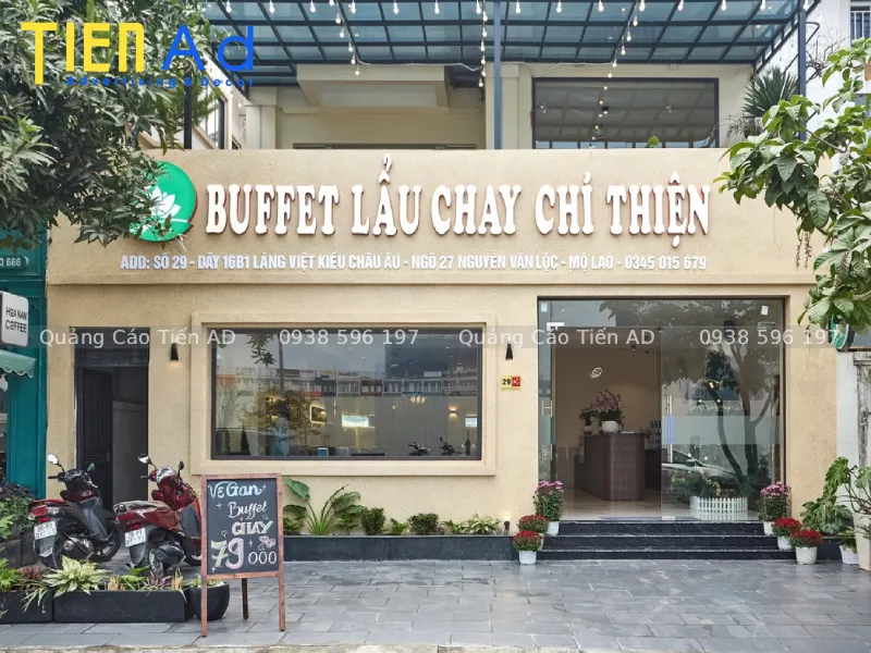Chất liệu làm bảng hiệu quảng cáo quán chay phổ biến và bền đẹp nhất