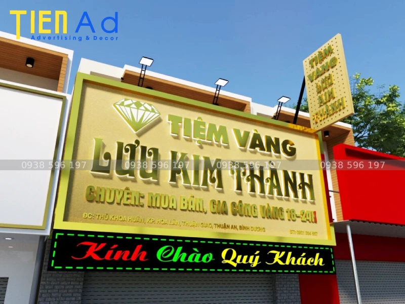 Danh sách mẫu bảng hiệu tiệm vàng sang trọng ấn tượng
