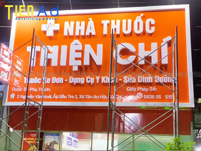 Dịch vụ làm bảng hiệu Củ Chi trọn gói hỗ trợ khảo sát miễn phí tại Quảng Cáo Tiến AD